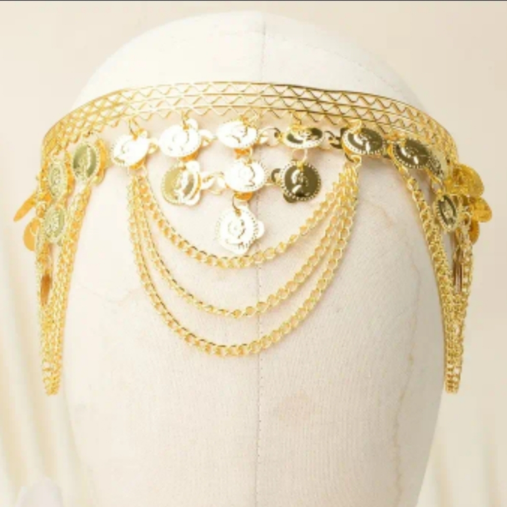Gold Coin Chain Headpiece